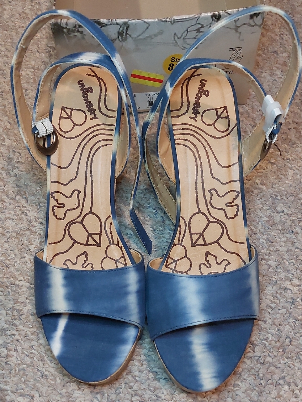 Tiedye Blue And White wedge Heels